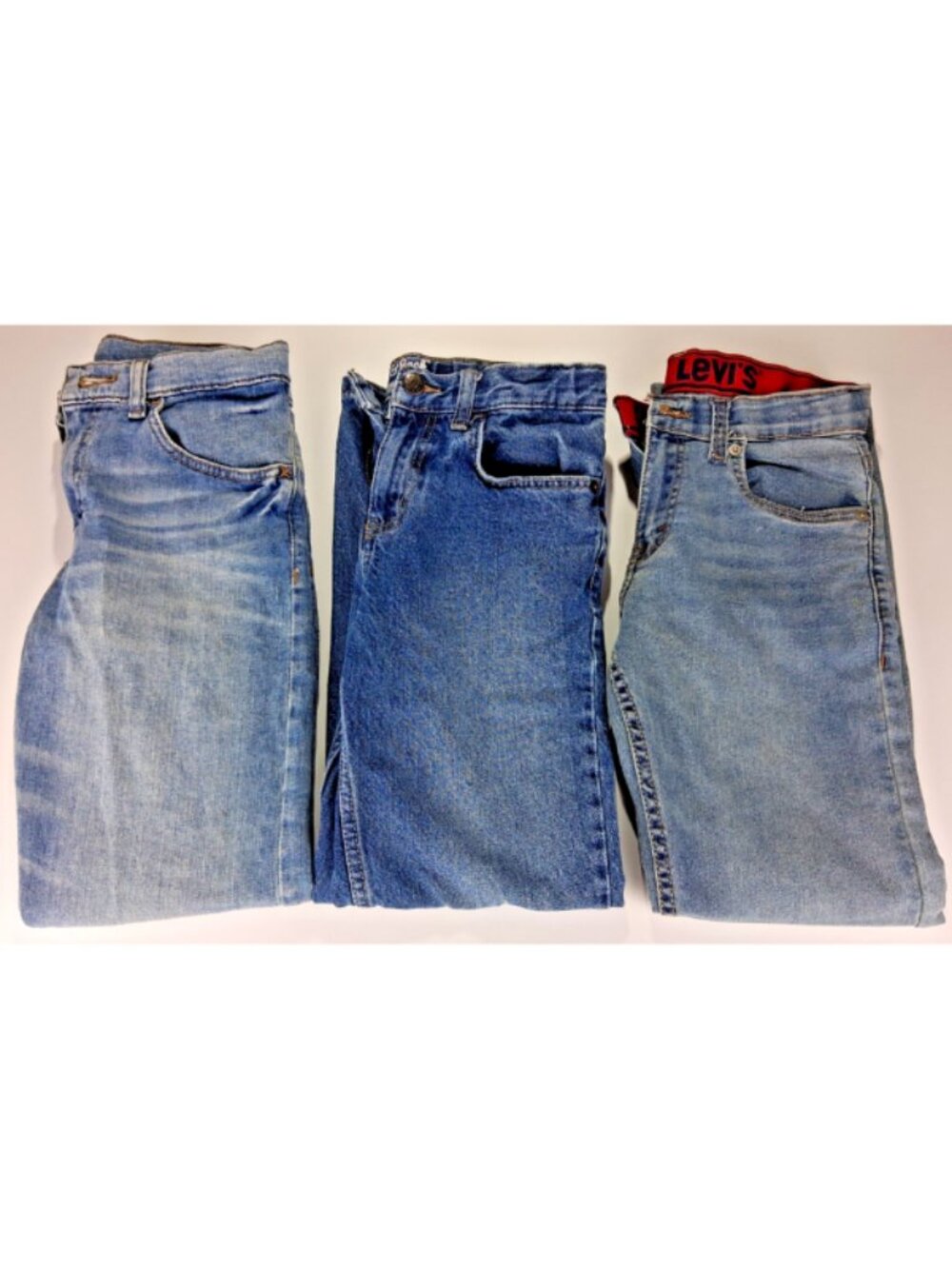 Lot of 3 Boys Jeans, Size 12 Bundle, Mixed Brands - Levi, Cat & Jack, Wrangler